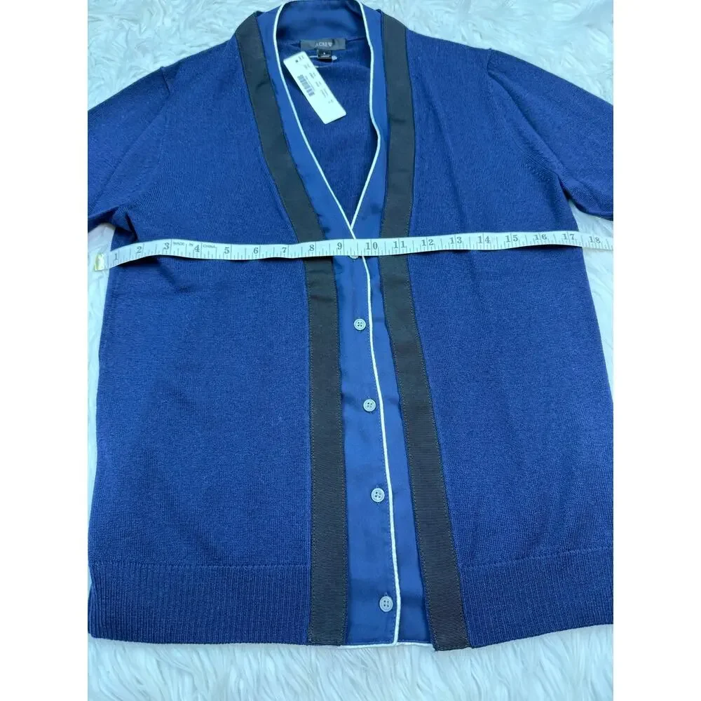 J. Crew Harlow Cardigan Navy Blue Merino Wool Button Front Sweater Size S NWT
